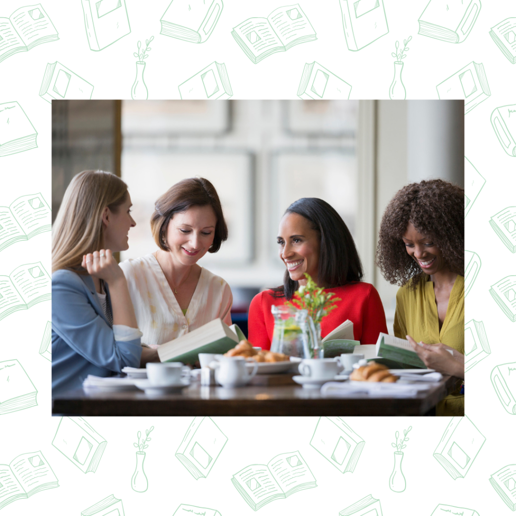 a photo of a coffee morning book discussion on a page for discussion of the the novel Mute Swans